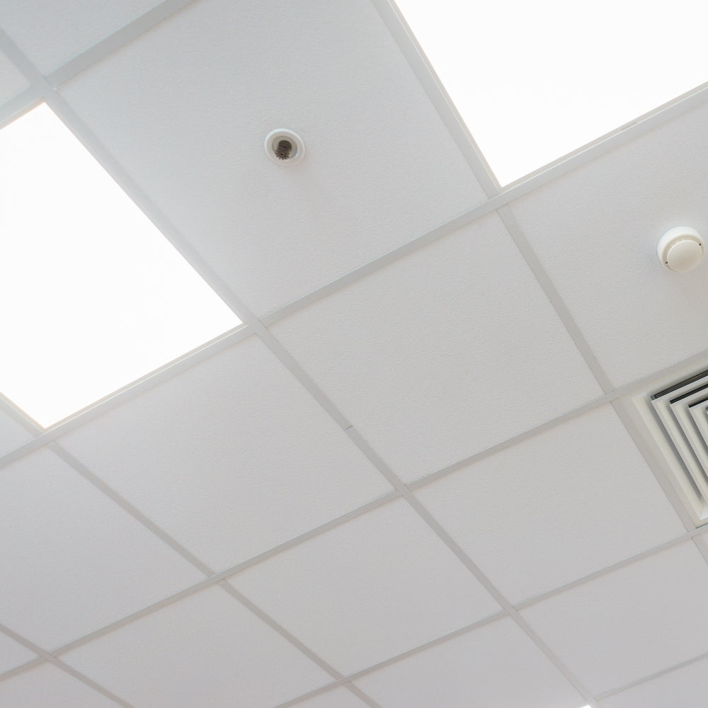 Detail view of mineral fiber ceiling tiles by Batipro in Mauritius